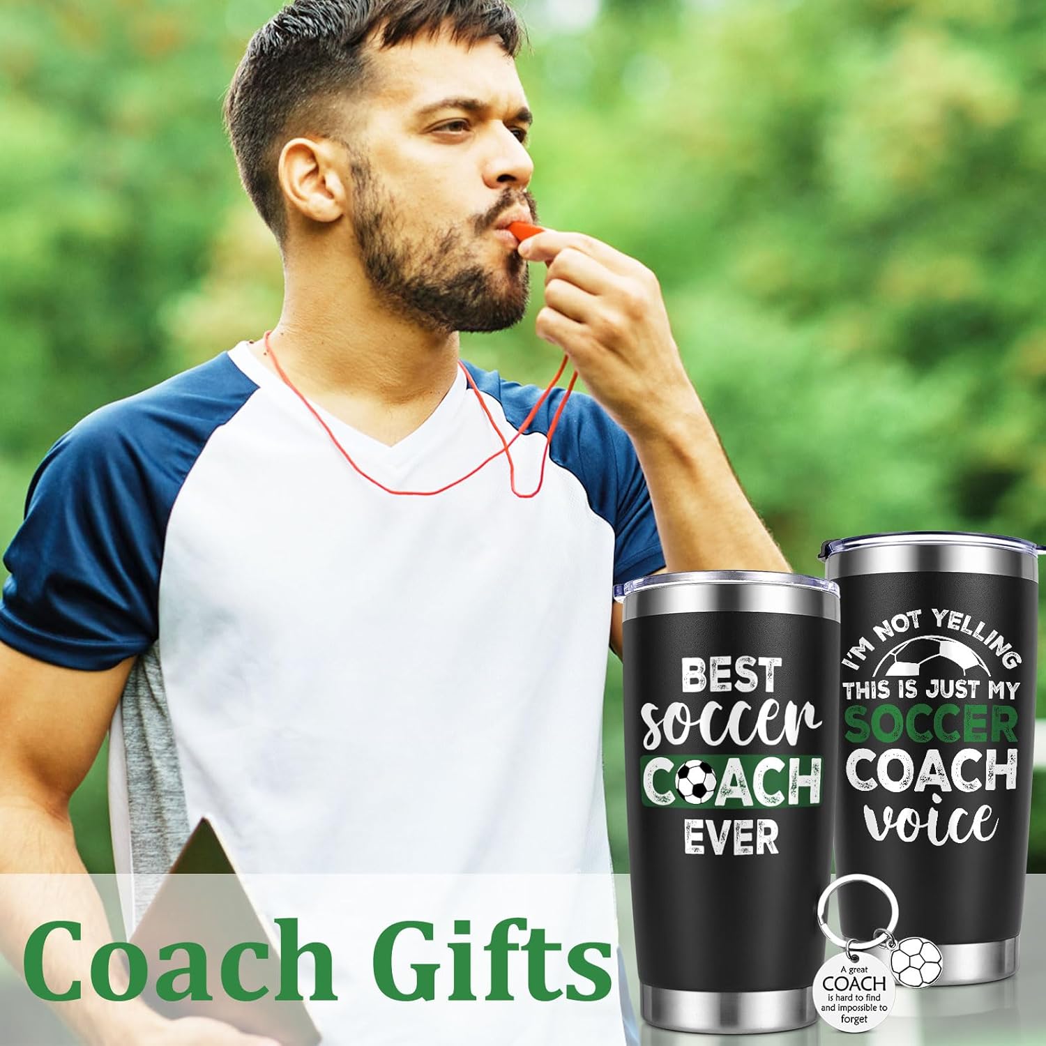 Lifecapido Soccer Coach Gifts, Best Soccer Coach Ever 20oz Insulated Tumbler, Coach Appreciation Gifts Thank You Gift Birthday Christmas Gift for Men, Black - Image 2