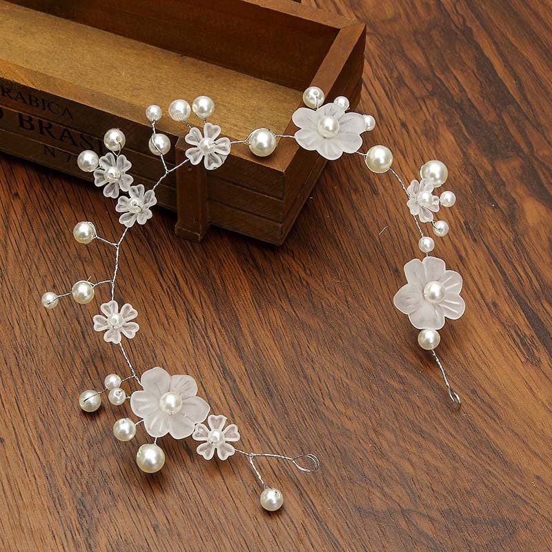 Frauen Hochzeit Haarschmuck Perle Blume Stirnband Braut weiche Kette Haarband Kristall handgemachte Tiaras Kopfbedeckung