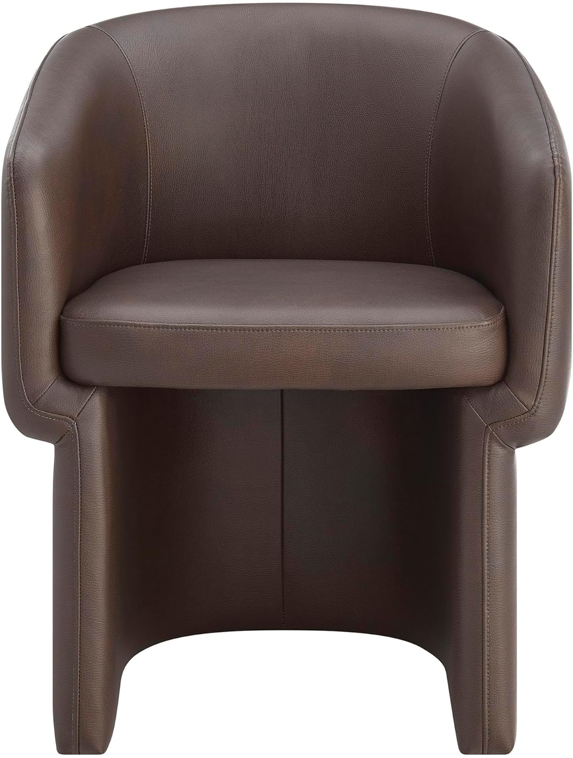 Modway Verity Vegan Leather Dining Chair with Rounded Back in Espresso – Upholstered Barrel Accent Chair with Armrests for Kitchen, Office, or Living Room
