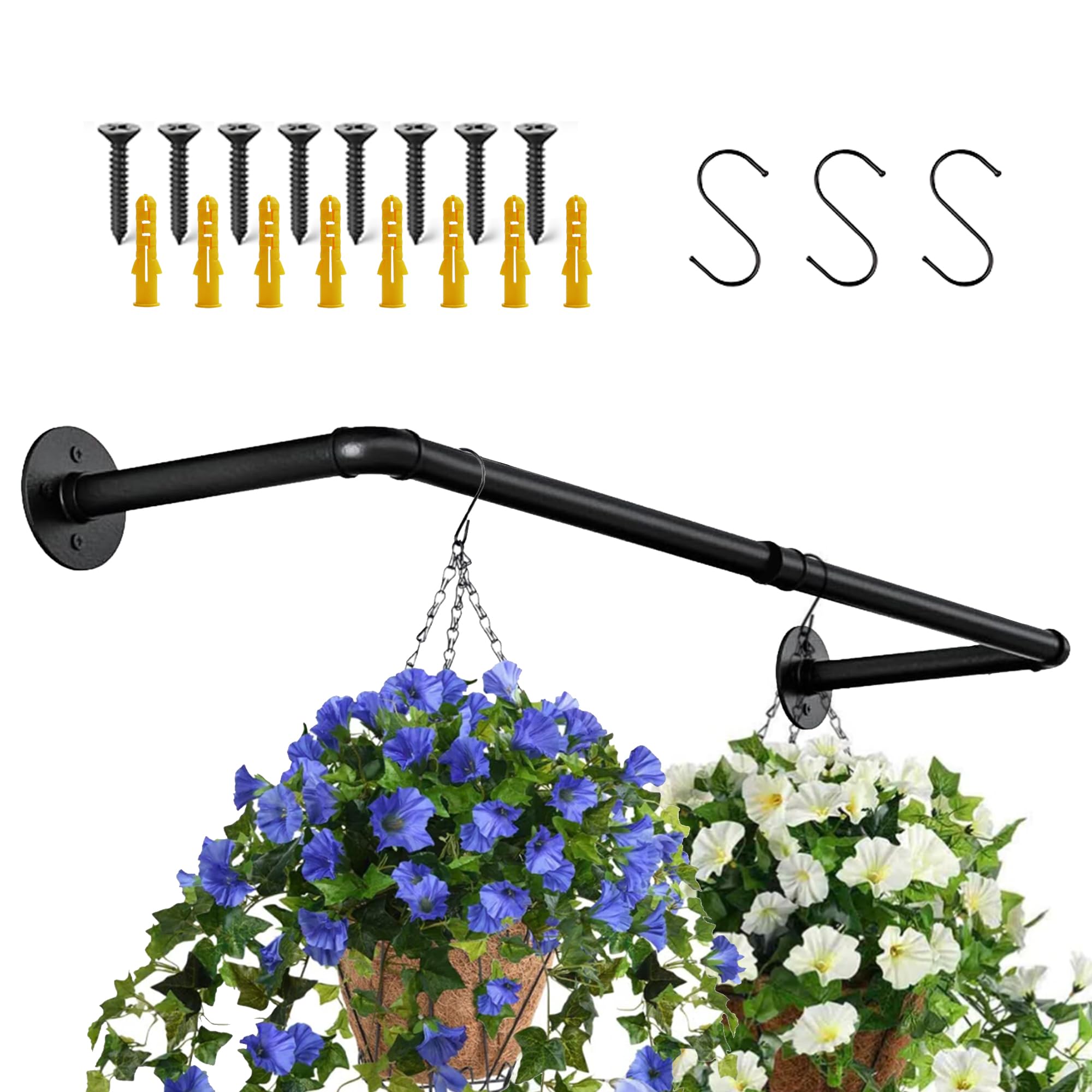 jinsuozhi Hanging Planters for Indoor Plants,Window Plant Shelves,Plant Hanging Rod,Window Shelf for Plants,Plant Hanger Indoor Black with 3 Hooks(Pot & Plant Not Included) 36in