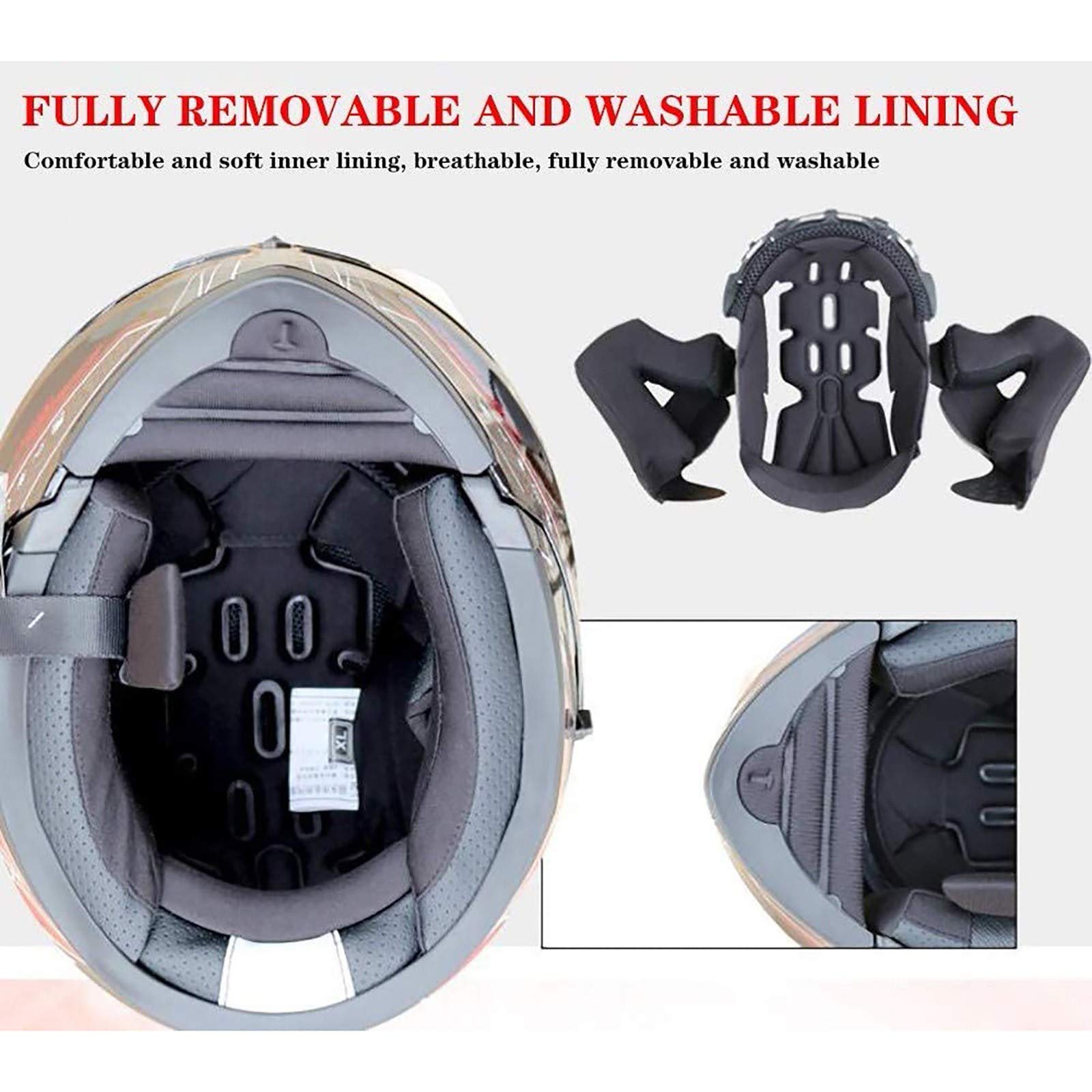 Modular Full Face Motorbike Helmet Built In Bluetooth Headset DOT Certification Flip Up Touring Helmets For Men And Women Motorcycle Helmets With Microphone For Automatic Answering H,M=57-58cm - View #9