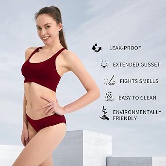 Period Swimwear-Menstrual Swimwear Bikini Bottoms-Black Mid Waisted Leakproof Swim Bottoms for Teens, Girls, Women