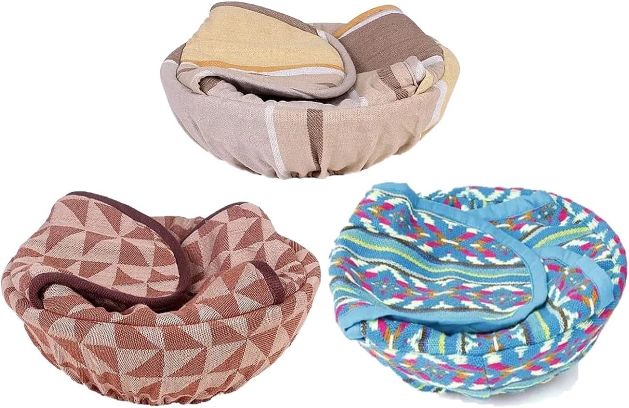 Dhanak Kitchen Roti Basket with Cloth, Chapati Box, Washable Cloth with Chain; Roti Rumals (Multicolor) (2 Baskets)