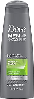 Dove Men+Care Fortifying 2 in 1 Shampoo and Conditioner for Normal to Oily Hair Fresh and Clean with Caffeine Helps Strengthen and Nourish Hair 12 oz