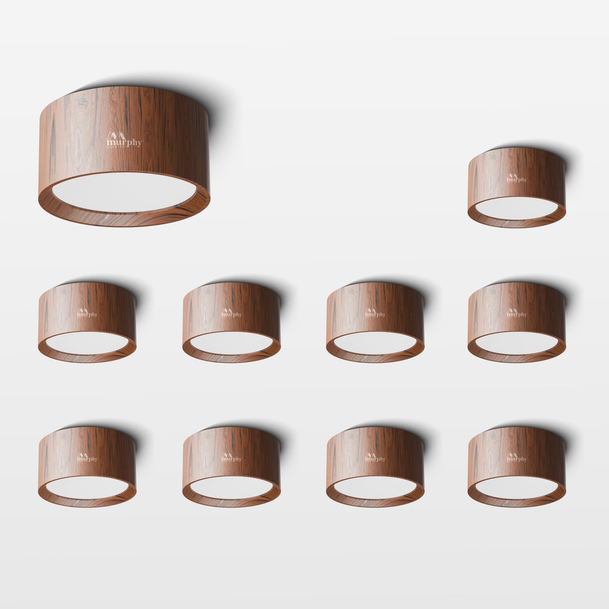 Murphy 3W LED Disc Surface Light Wood Finish | Warm White 3000K | Up to 300 Lumens | Aluminium Body | BIS Approved | 2 Year Warranty | Pack of 10