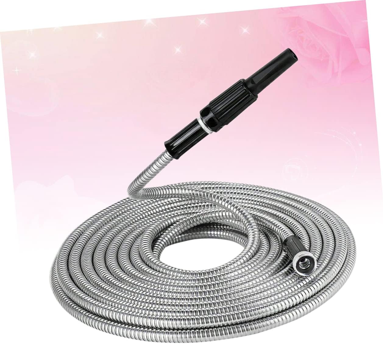 BESTonZON Telescopic Garden Hose Heavy Duty Stainless Steel Watering Hose with Nozzle for Lawn Garden and Car Cleaning Durable Lightweight and Leakproof Design