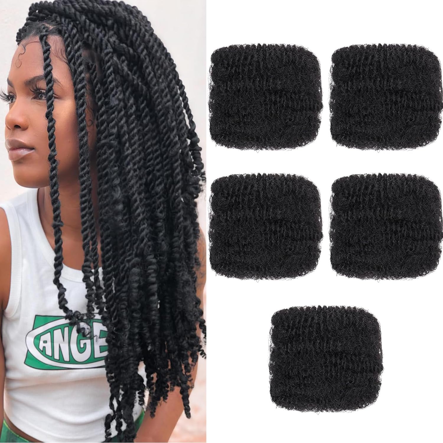 Mscat 16 Inch 5 Bundles Afro Kinky Curly Braiding For Spring Twist Hair Dreadlocks Extensions Repair Locs