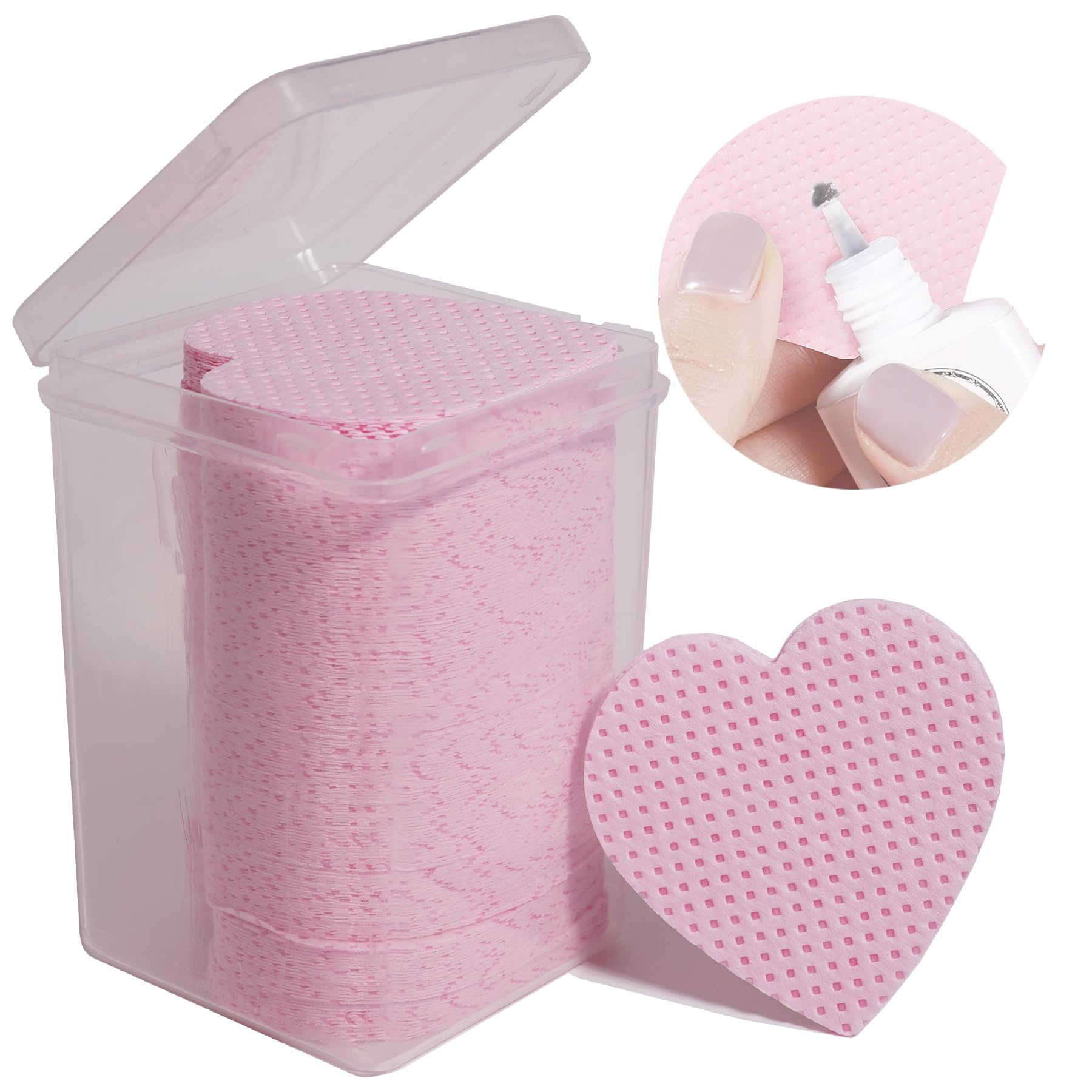 200 Pezzi Salviette Colla Ciglia, Panno Magico Senza Pelucchi, Panni per la Pulizia di Colla, Extension Ciglia, Unghie (1 Scatola) (Confezione Semplice) - (Forma di Cuore, Rosa)
