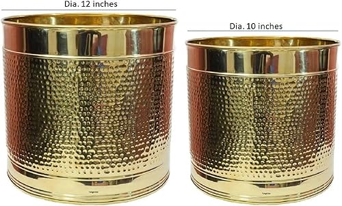 Miniatura 2 de Maceta de latón hecha a mano  Contenedor de plantas de diseño martillado, macetera, maceta  para plantas de interiorexterior - Juegos de 2 piezas
