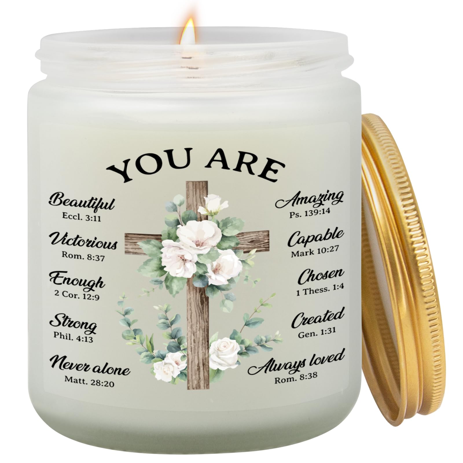 Goiicoln Bible Verse Candle, Faith Candles with Religious Messages, Religious Christian Gifts for Women Mom Sister Wife, Inspirational Gifts for Women