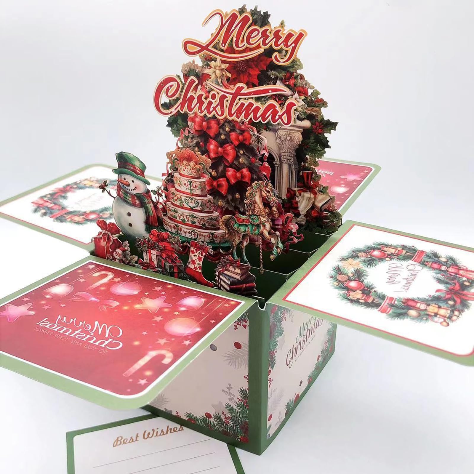 allosy Pop Up Christmas Cards,3D Christmas Tree Greeting Card Merry Christmas Pop Up Card Creative Winter Holiday Card Gift for Women Kids (G)