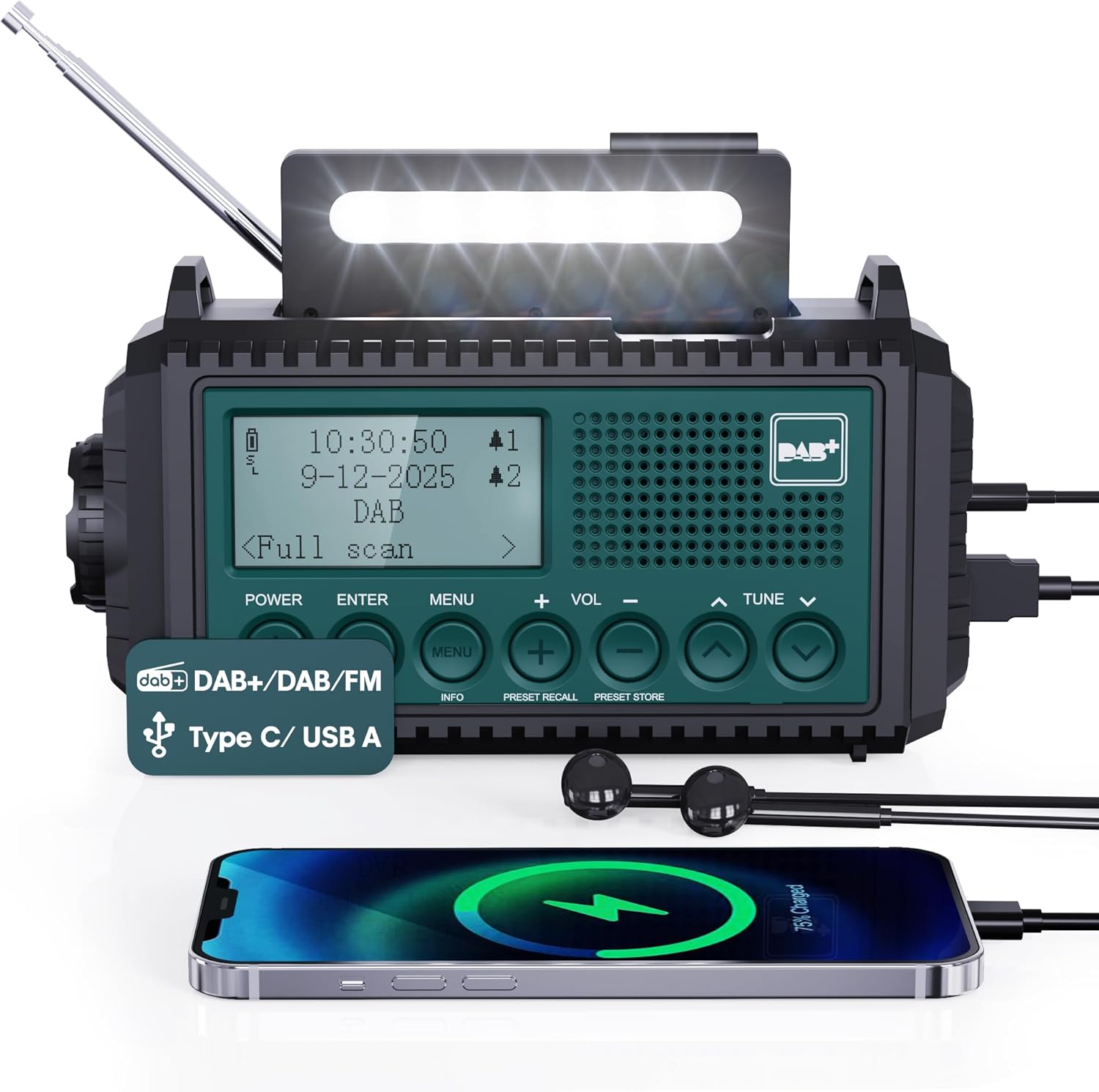 Die besten Kurbelradios für Notfälle und Outdoor-Abenteuer 11 Mesqool 1009PRO DAB+ Kurbelradio USB-C
