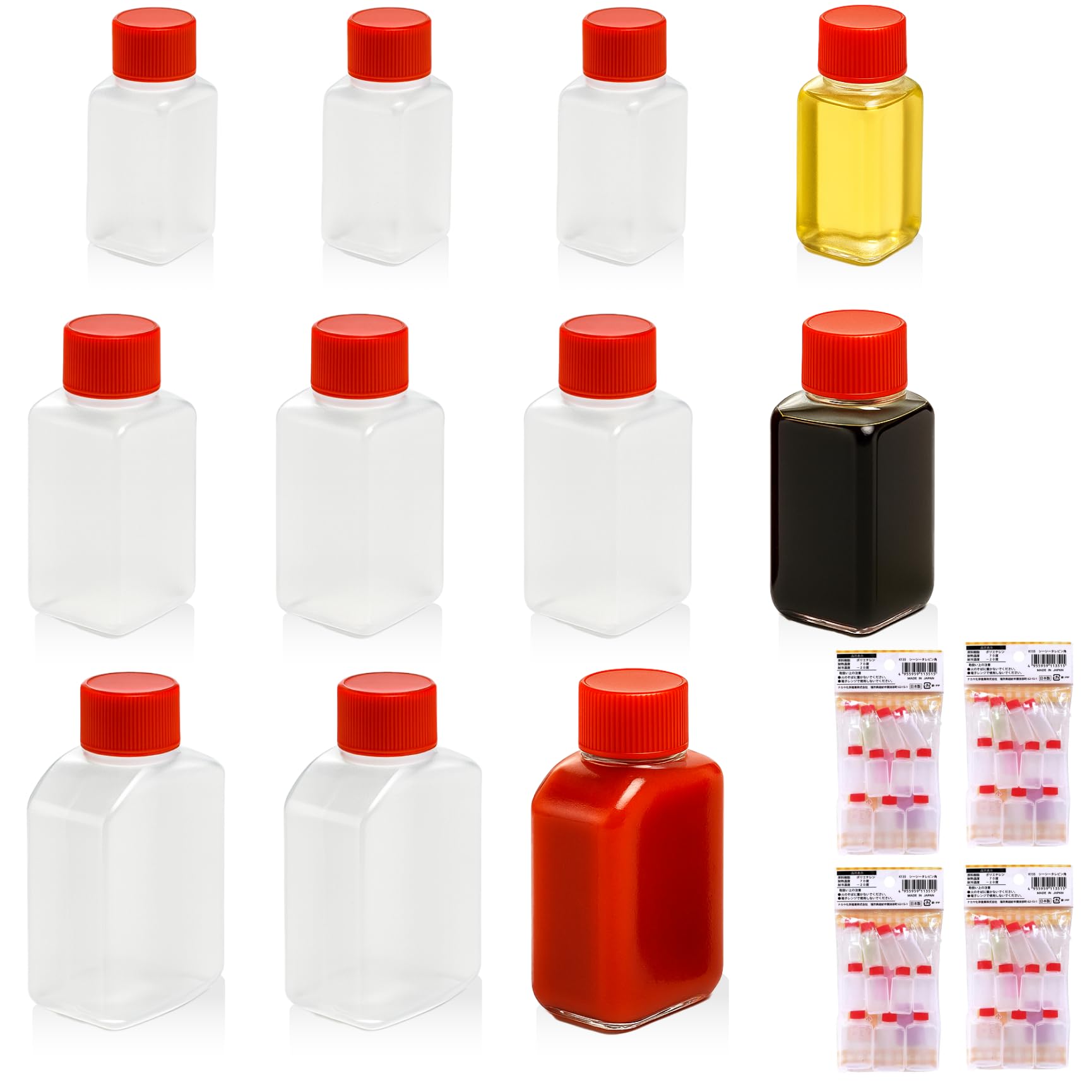 JapanBargain 2054, japońskie butelki podróżne do przyprawy sos sojowy wyciskanie wiewiórka butelki mini pojemniki na sos wyprodukowane w Japonii, zestaw 11 (4)