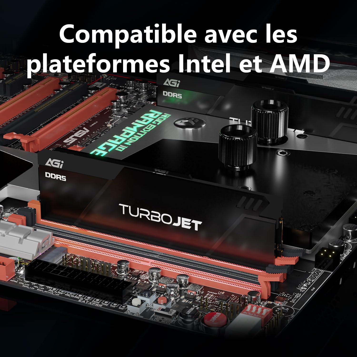 AGI UD858 32Go (2x16Go) DDR5 UDIMM 6000MHz Noir pour Intel XMP AMD Expo