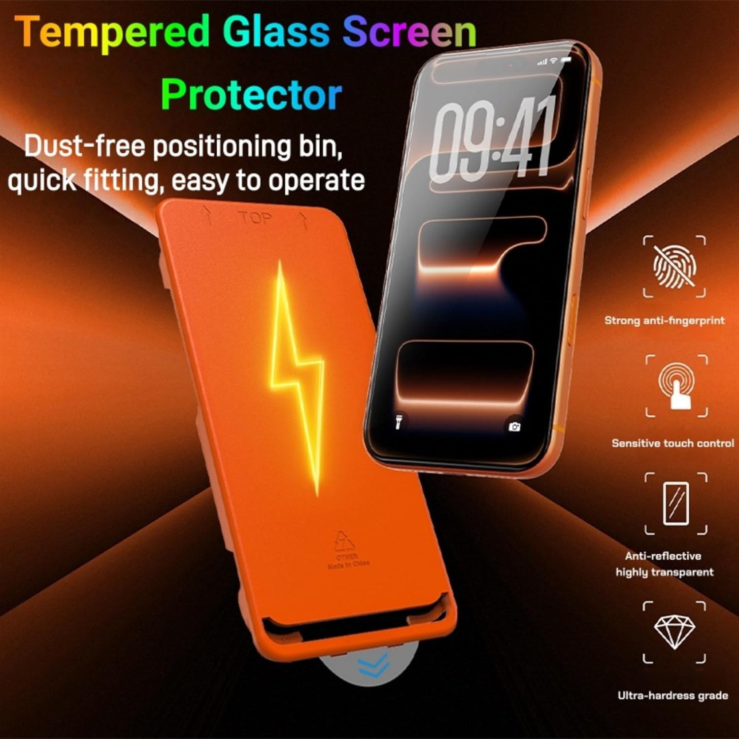 9H+ Tempered Glass for iPhone 17 Screen Protector [6.3inch] ,2Pack Fast Alignment Tray,Military-grade HD Drop-resistant Fast Installation ,Full coverage Compatible with iPhone 16 Pro Screen Protector