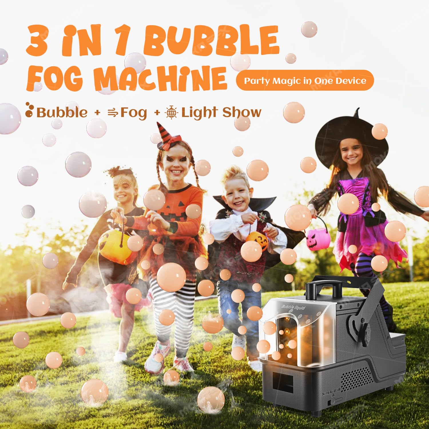 Bubble Fog Machine, Heavy Duty Bubble Fog Maker mit Fernbedienung für Halloween, Partys, Events & Fotografie