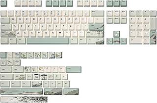 YUNZII Spring Tea Dye Sub PBT Keycaps,145 Full Keys Dye Sublimation PBT Custom Keycaps with Key Puller for Cherry Gateron MX Switches Mechanical Gaming Keyboard (Cherry Profile, Spring Tea)