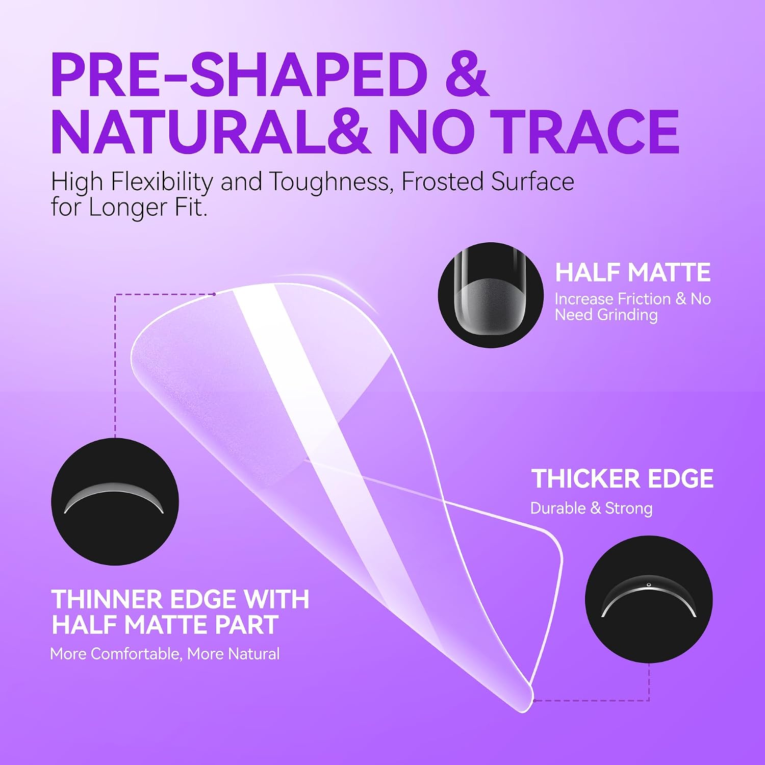 552PCS Soft Gel Nail Tips Full Cover 10 Sizes Clear Nail Tips For Nail Art Salon DIY (MEDIUM SQUARE)