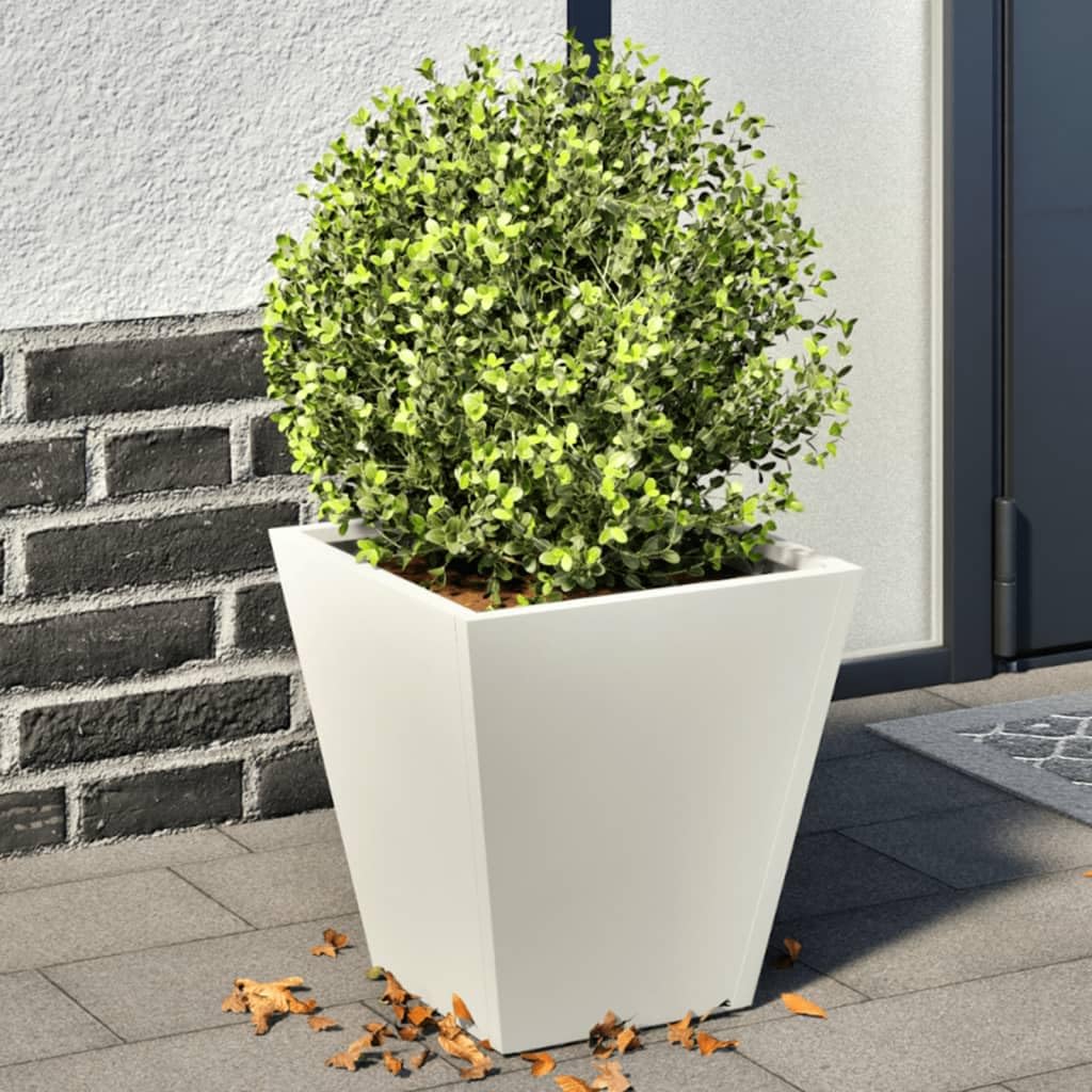 Weißer Pflanzkübel aus kaltgewalztem Stahl 2 Stück, 30 x 30 x 30 cm, für Balkon, Terrasse, Garten und Fensterbank, für Blumen, Kräuter, Gemüse, Outdoor und Indoor