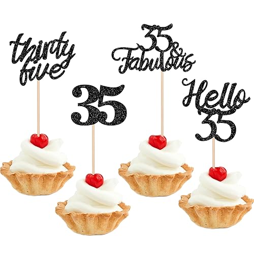 Miniatura 112 de 24 piezas de decoraciones oficiales para cupcakes de cumpleaños número 13 Hello 13 Thirteen Cupcake Picks 13th Birthday Cake Decor Supplies Black
