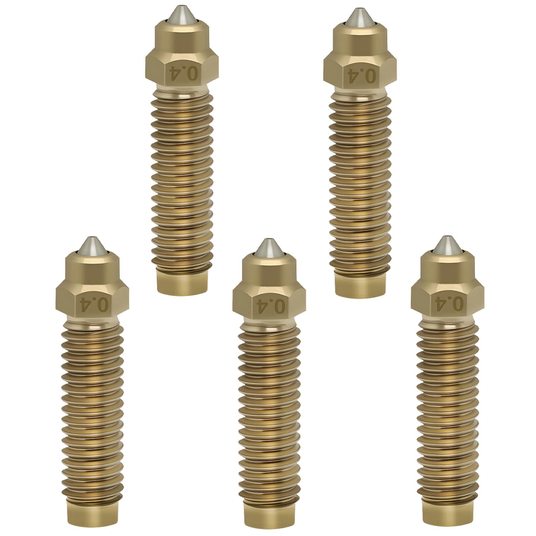 5PCS Original Brass-Hardened Steel Nozzle for Elegoo Centauri Carbon, 0.4MM Bimetal Brass Nozzle High Temperature Wear Resistant Hotend Nozzles for