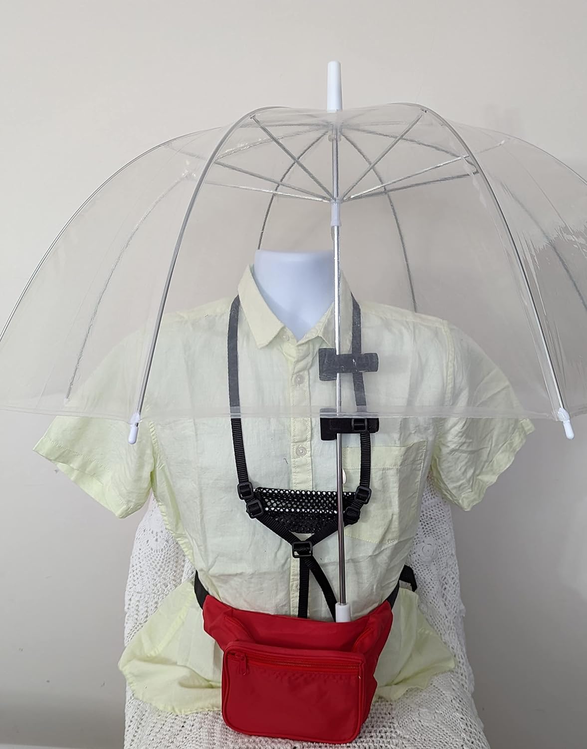 Handsfree umbrella pouch providing rain and sun