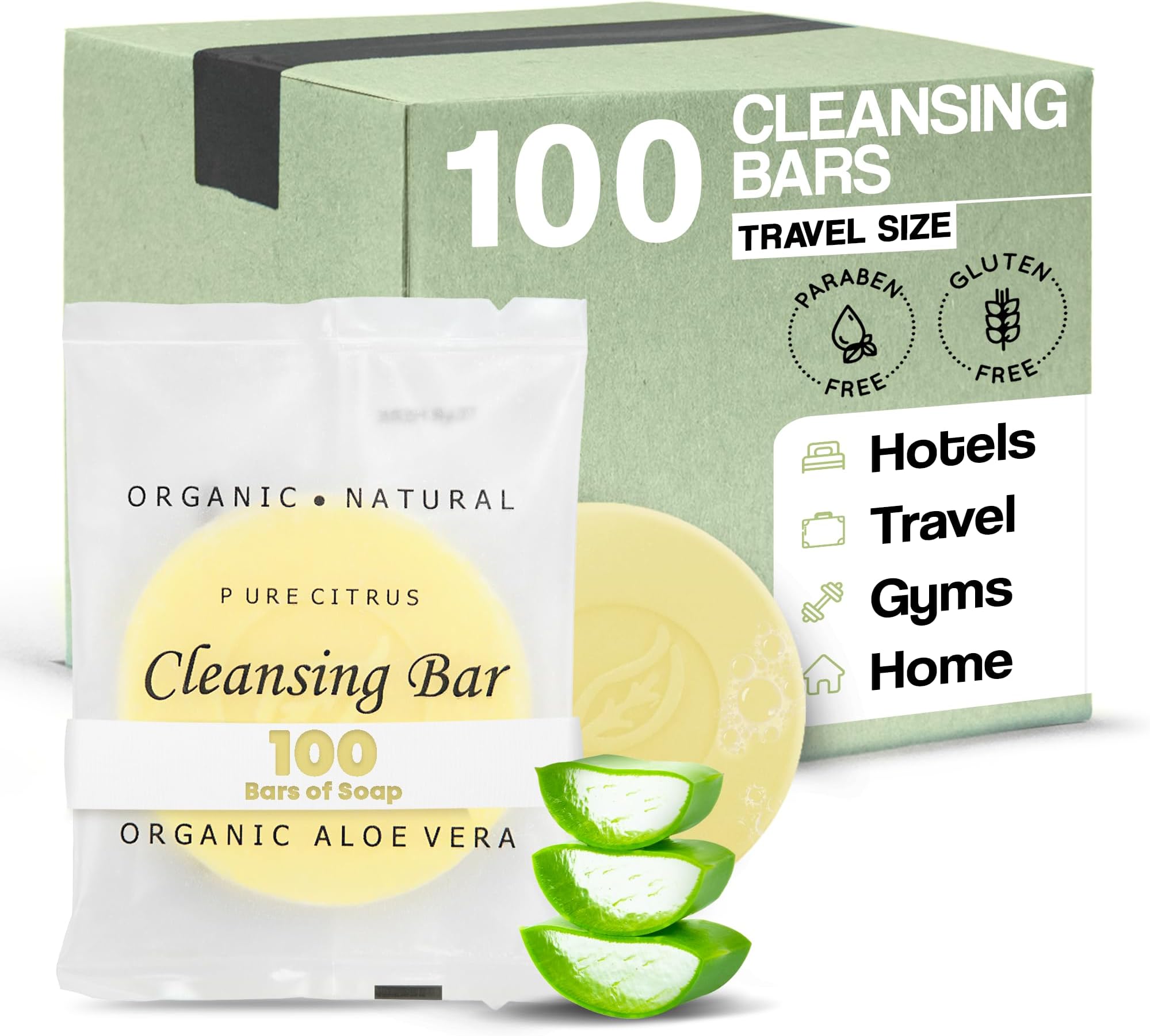 Travel Size Hotel Cleansing Bar Soap 100 Count 0.5 oz Bars Guest Amenities for Vacation Rentals and Short Term Rentals Paraben Free Lemon Chamomile Scent Infused with Aloe and Olive Oil| Desert Breeze