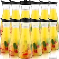 Xinnun 12-Pack 35oz Plastic Water Carafe with Flip-Top Lid - Clear Pitcher Jugs for Juice, Water, Parties, Restaurants & Bars