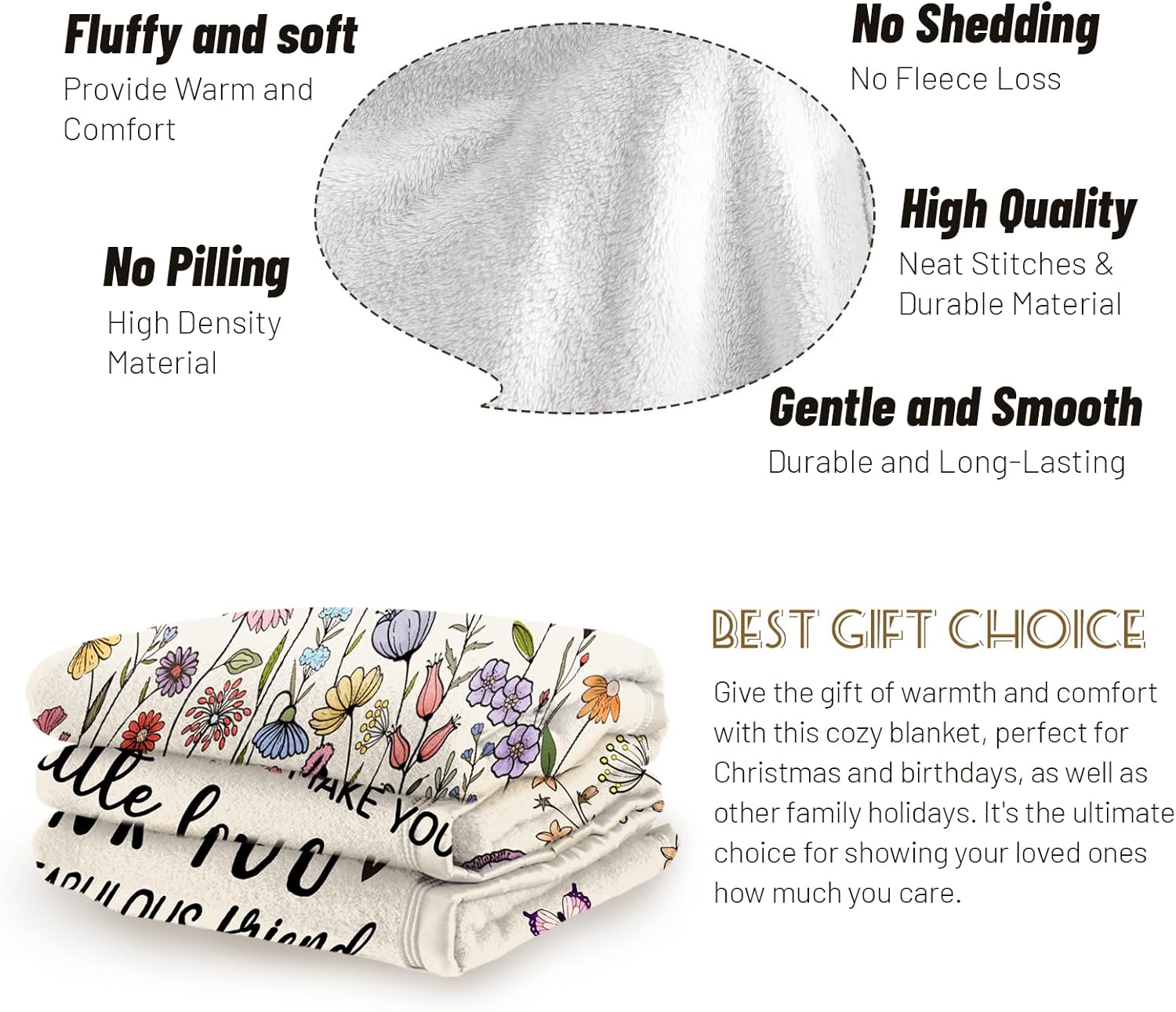 Best Friends Blanket, Best Friend Birthday Gifts for Women, Gifts for Best Friend Woman, Bestie Gift for Women, Friendship Present for Woman 60”x50” Inches - Image 3