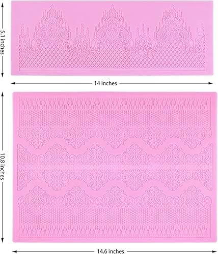 Miniatura 3 de Moldes de silicona para decoración de pasteles, moldes de encaje en relieve, moldes de encaje de flores para tartas, juego de 2