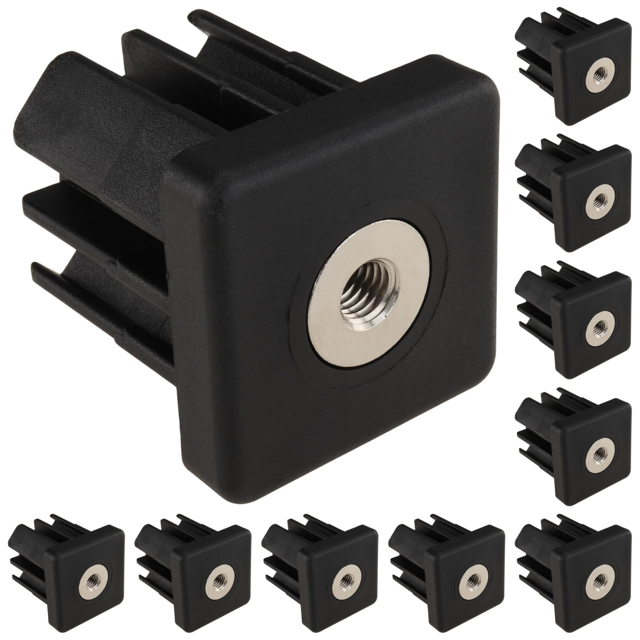 10 tapones roscados M10, 50 x 50 x 3,0, plástico PA reforzado con