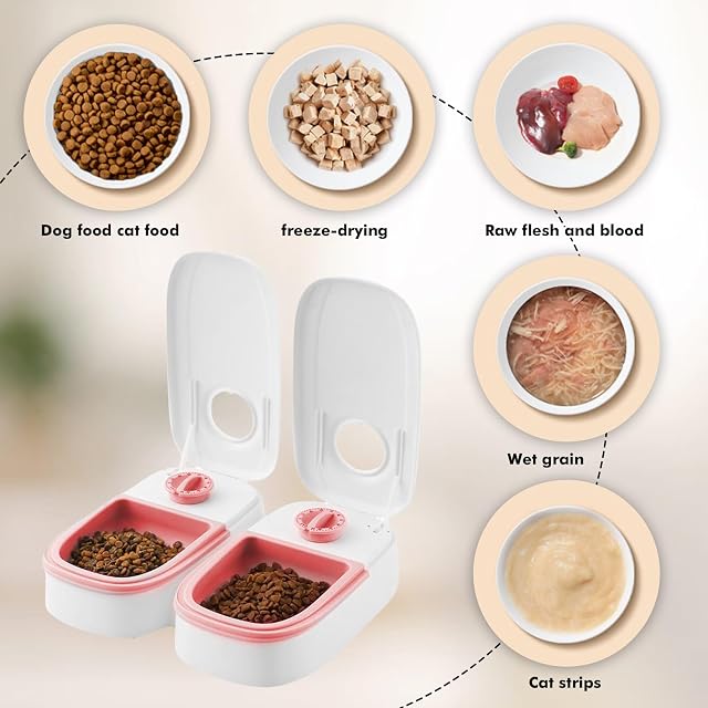 Foto 7 de 7 de Comedero automático para gatos, 2 comidas, comida para gatos, con temporizador de 48 horas, 700 ml