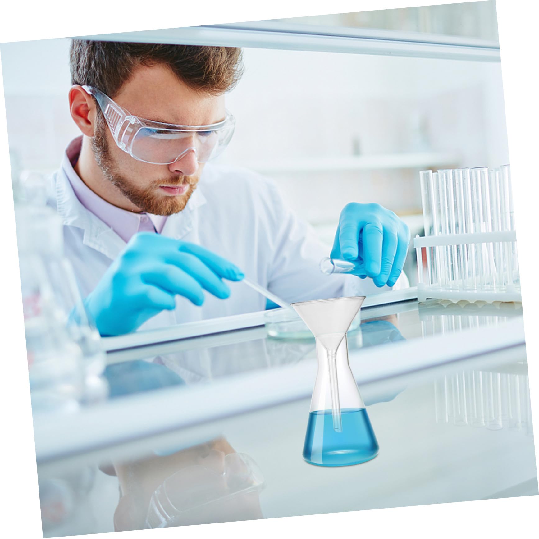 Lot de 4 Entonnoirs en Verre 40 à 100mm pour Laboratoire | Verrerie de Laboratoire, Transfert de Liquides et Remplissage de Petits Flacons, Grosse Visibilité