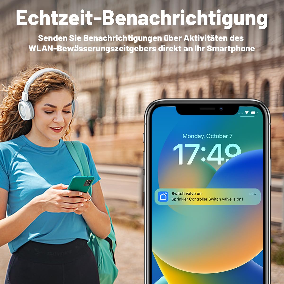 Wasser-Timer für Gartenschlauch, 2,4-GHz-WiFi-Smart-Schlauch-Sprinkler-Timer mit Tuya/Smart Life App, GreenVation Pflanzensystem zur automatischen Bewässerung für den Außenbereich (WiFi-Lösung)