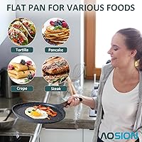 Vista 4 de AOSION Sartén antiadherente para crepas de 11 pulgadas, sartén para crepé de cerámica, sartén para tortillas para panqueques, tortillas, huevos