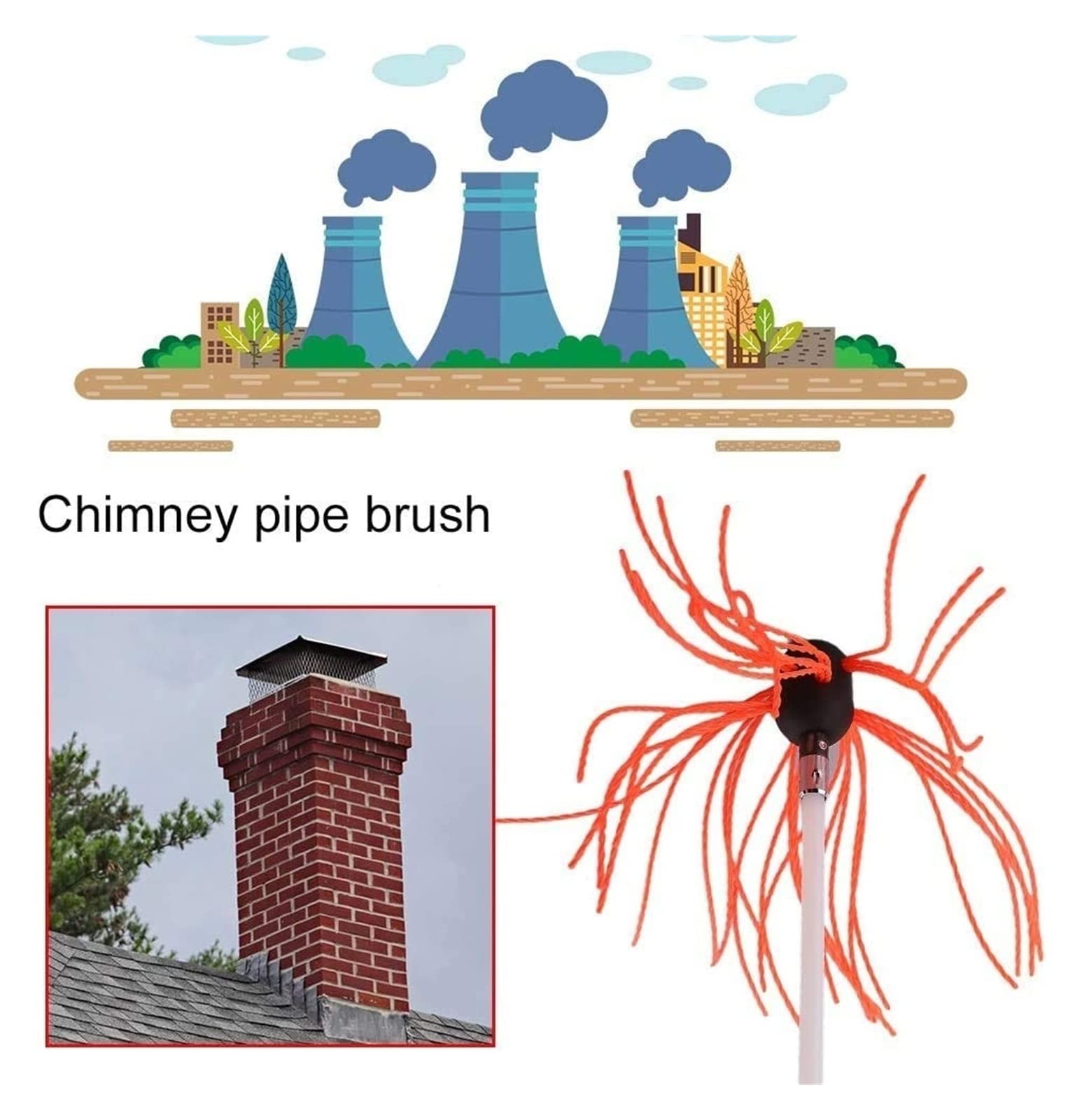 Cepillo Limpiador De Chimeneas De 8 M, Kit De Deshollinado De Chimeneas De Nailon, 8 Varillas Flexibles, Deshollinador De Chimeneas De 1 M, For Estufa De Pellets(12 m)