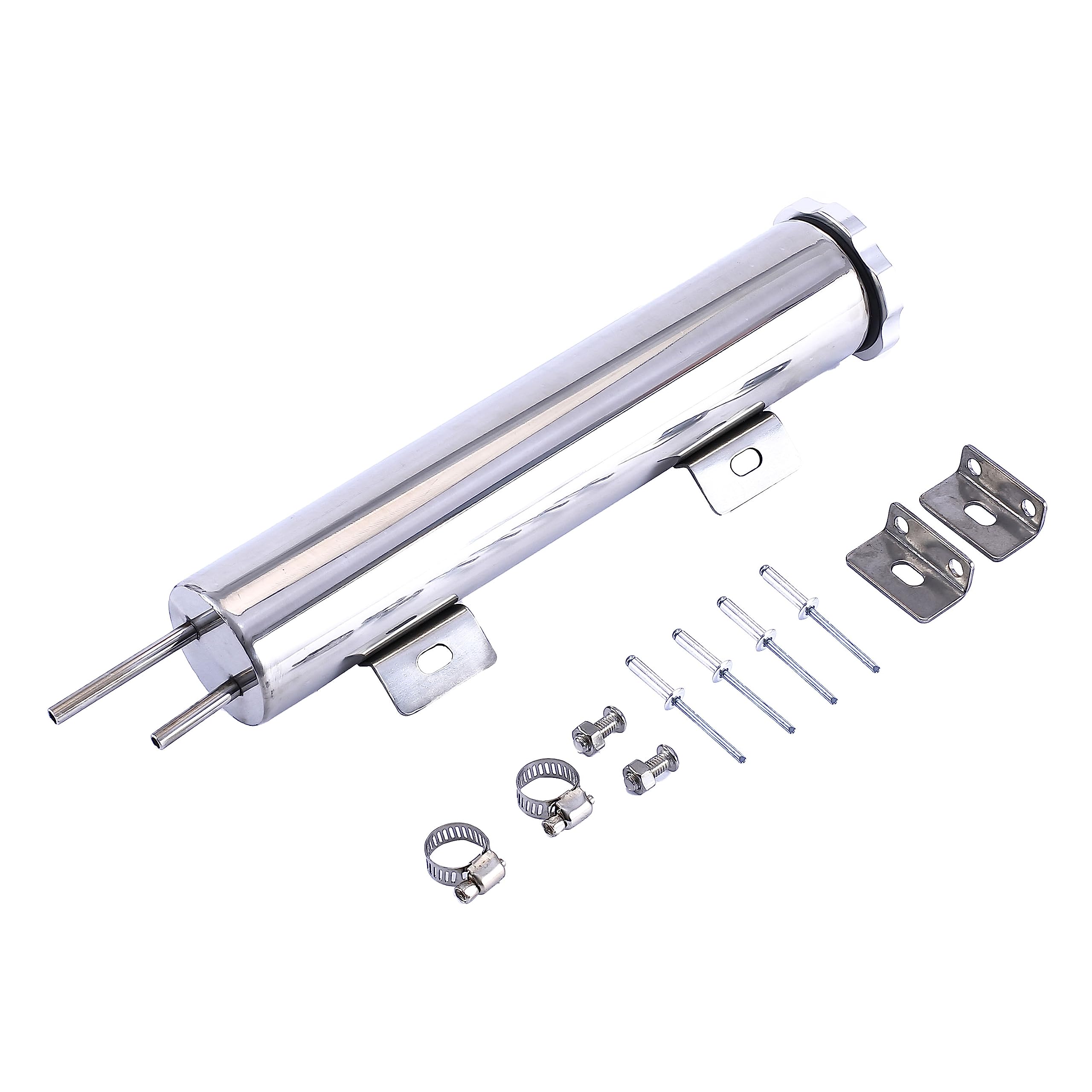 Radiator Coolant Over Flow Puke Tank Can 2 X 10 Inch Polished Stainless Steel 14 OZ 2'' X 10''