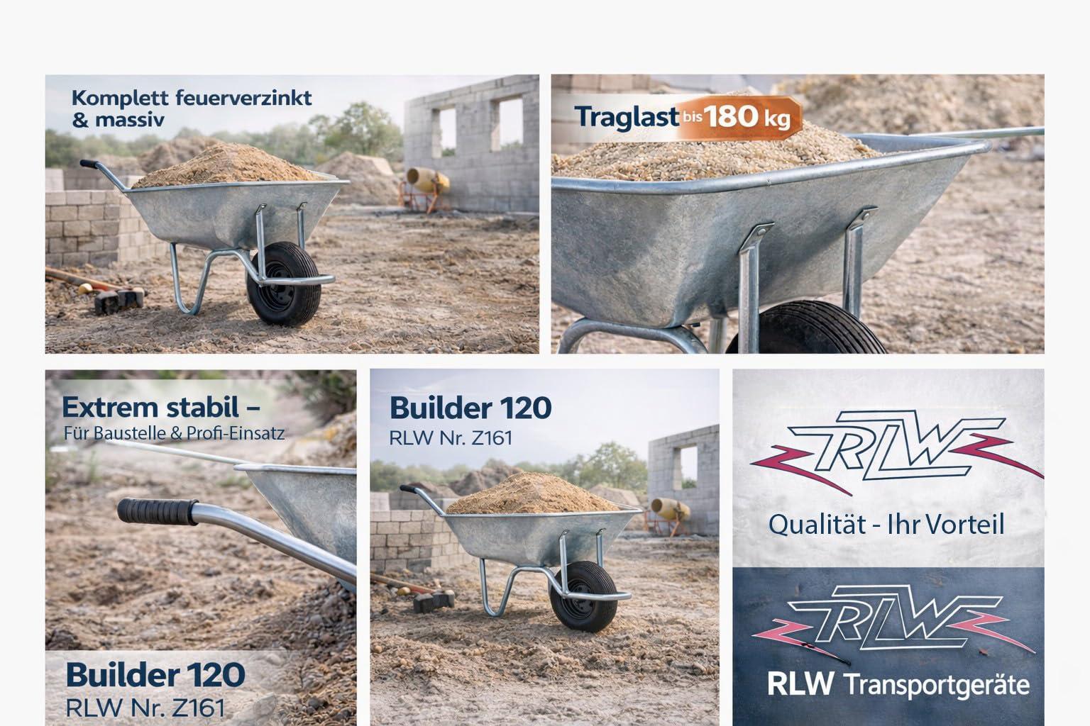 Brouette entièrement galvanisée à chaud Builder 120"