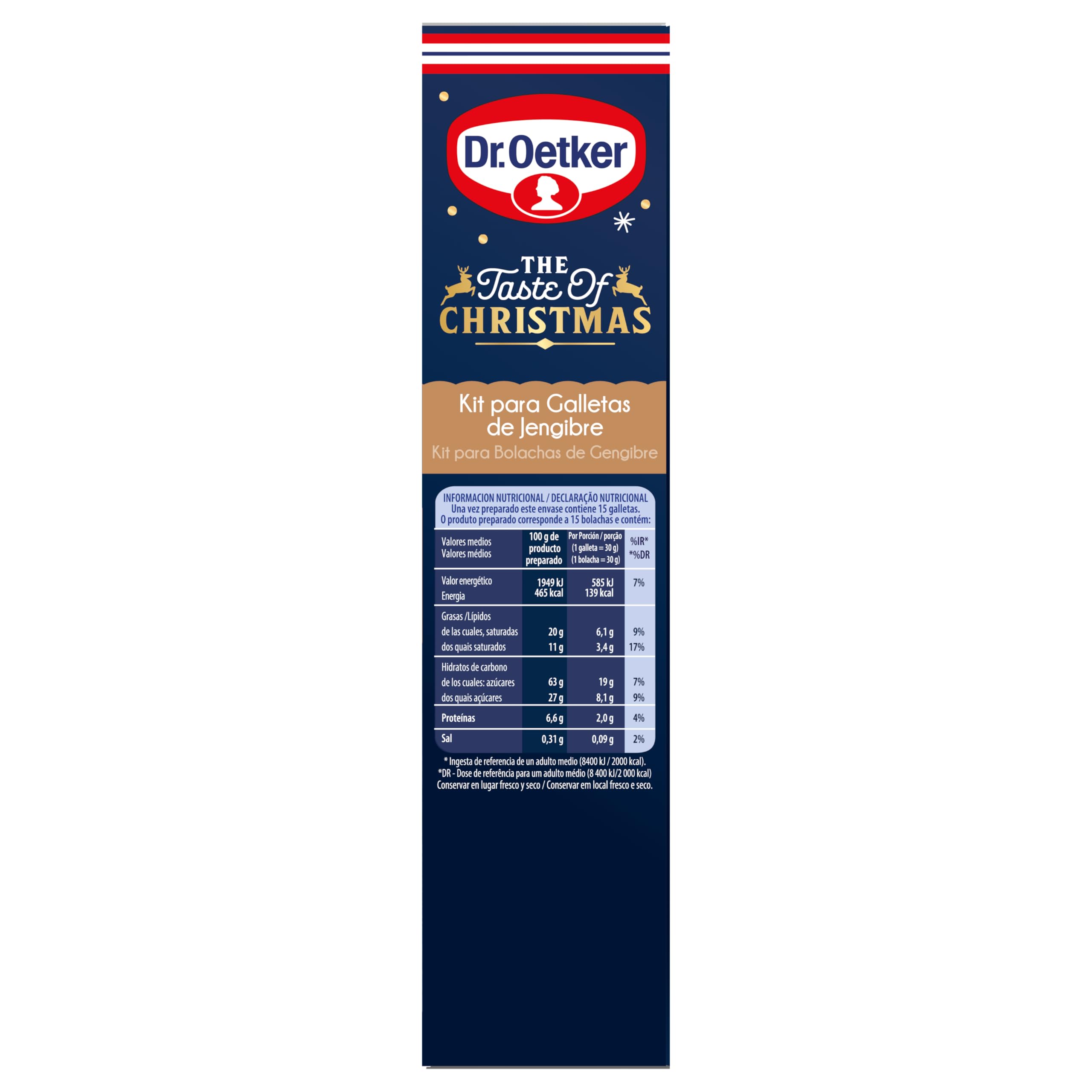 DR. OETKER Kit Galletas de Jengibre 337 g, Incluye Molde Cortar, 3 Lápices Pasteleros