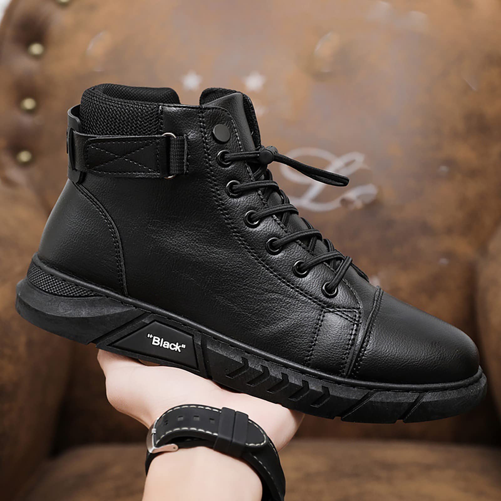 Produttore di Scarpe Casual da Uomo in Pelle Sintetica con Tacco Personalizzato Nero
