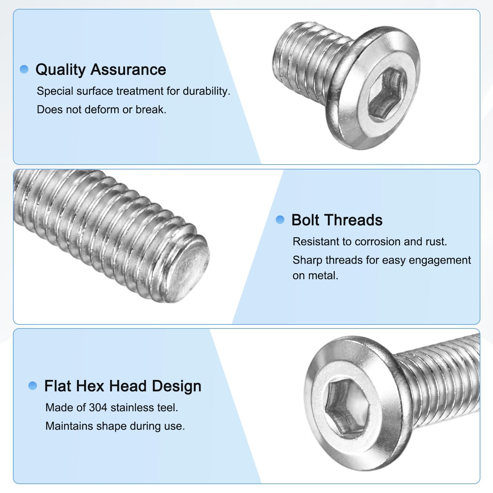 M METERXITY 10-Pack Flat Head Socket Cap Screws - Image 2