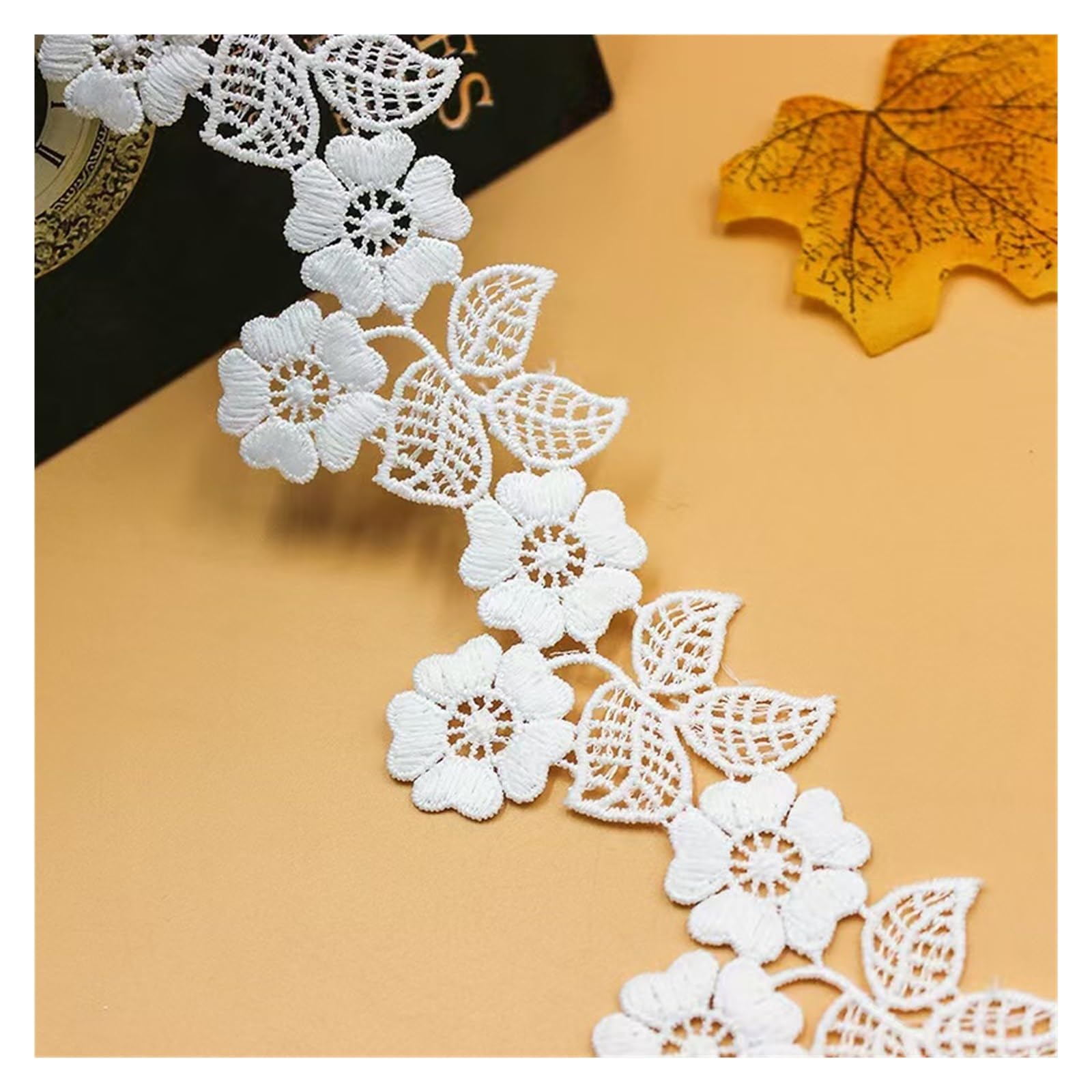 Koronkowe wykończenie, tkanina koronkowa, obramowanie koronki, projekty szycia, zasłony ślubne, dekoracja, scrapbooking (biały)