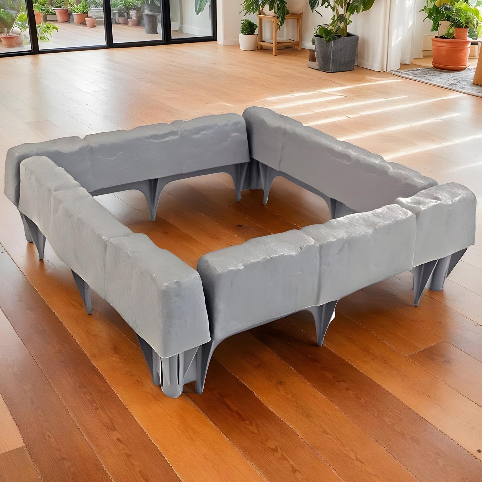 Bordo in finta pietra 8 pezzi in finta pietra senza scavo | Bordure per giardino Decorativo fai da te per prato, aiuola, , patio, recinzione, esterno, marciapiede, giardino