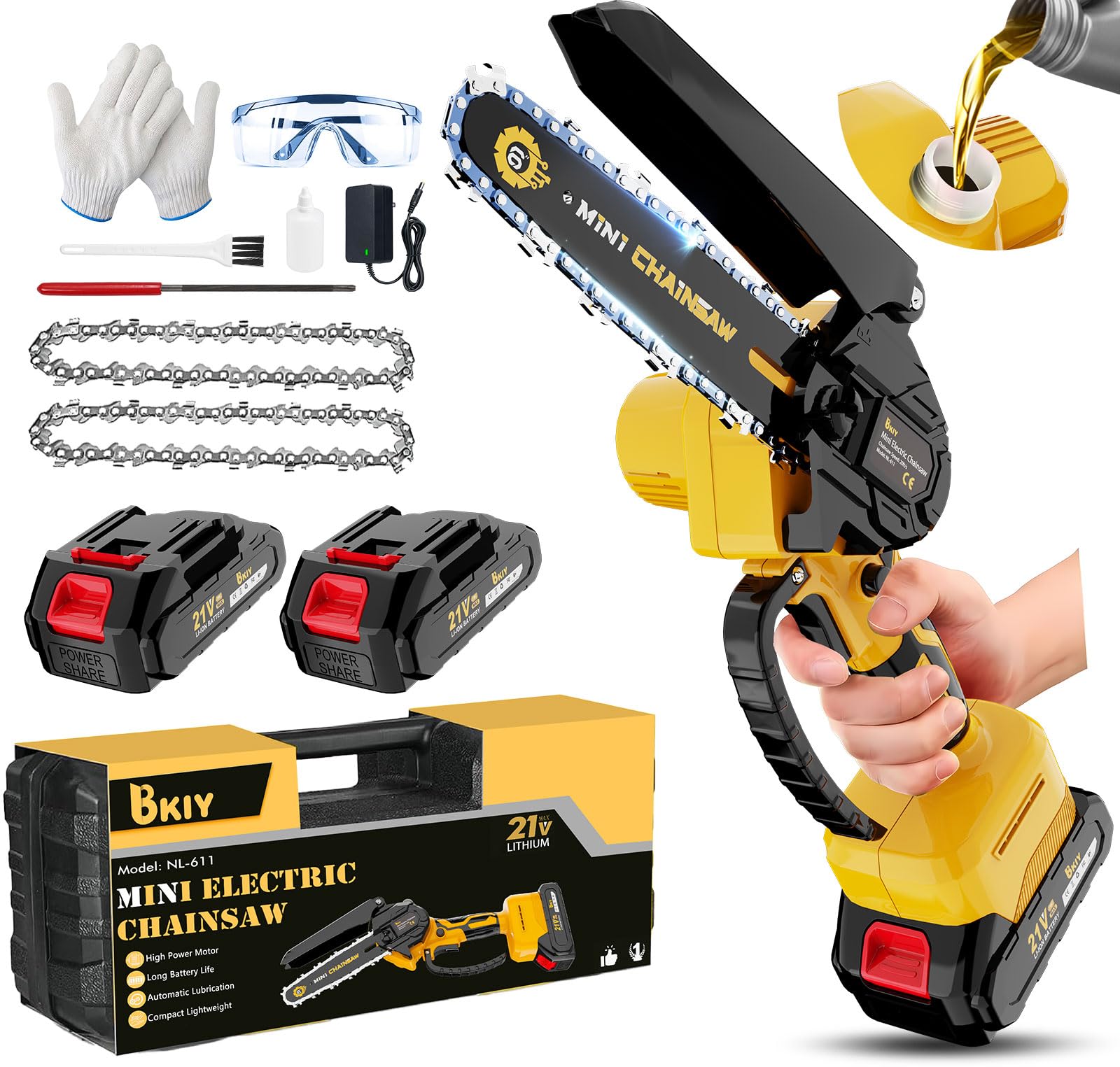 BKIY Mini Chainsaw Cordless 6 Inch