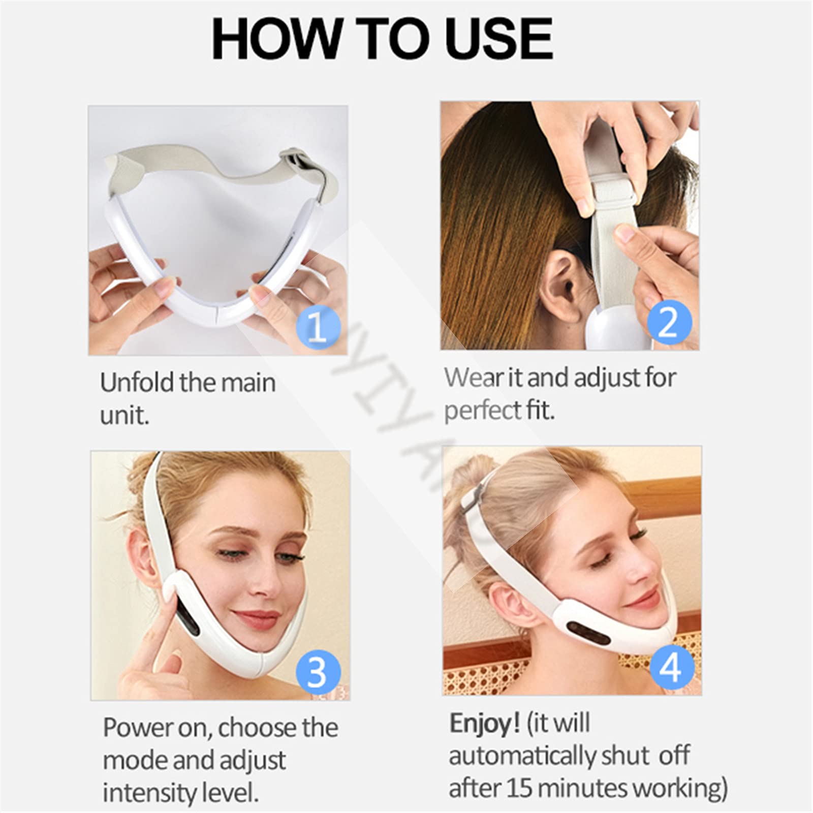 Máquina De Estiramiento Facial, Máquina De Adelgazamiento De Estiramiento Facial Eléctrico En Forma De Línea En V, Máquina Masajeadora De Estiramiento Facial Con Microcorriente LED EMS (Blanco)