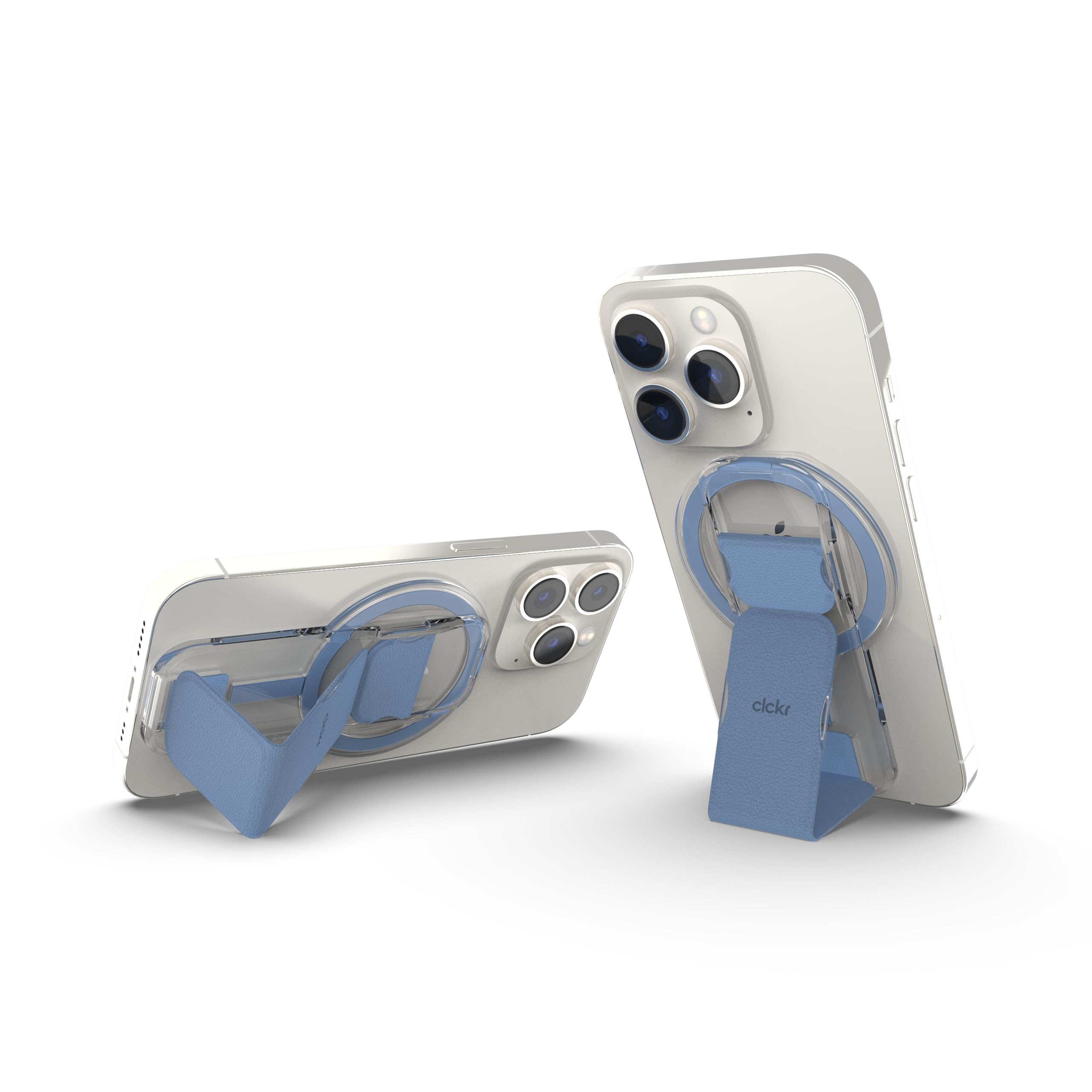 CLCKR for MagSafe Phone Grip for MagSafe Kickstand for Mag Safe Finger Loop, 3-in1 Phone Ring Holder Strap for Mag Safe iPhone 17/16/15/14/13/12 Series, Galaxy S25/S24/S23/S22, Pixel - Blue