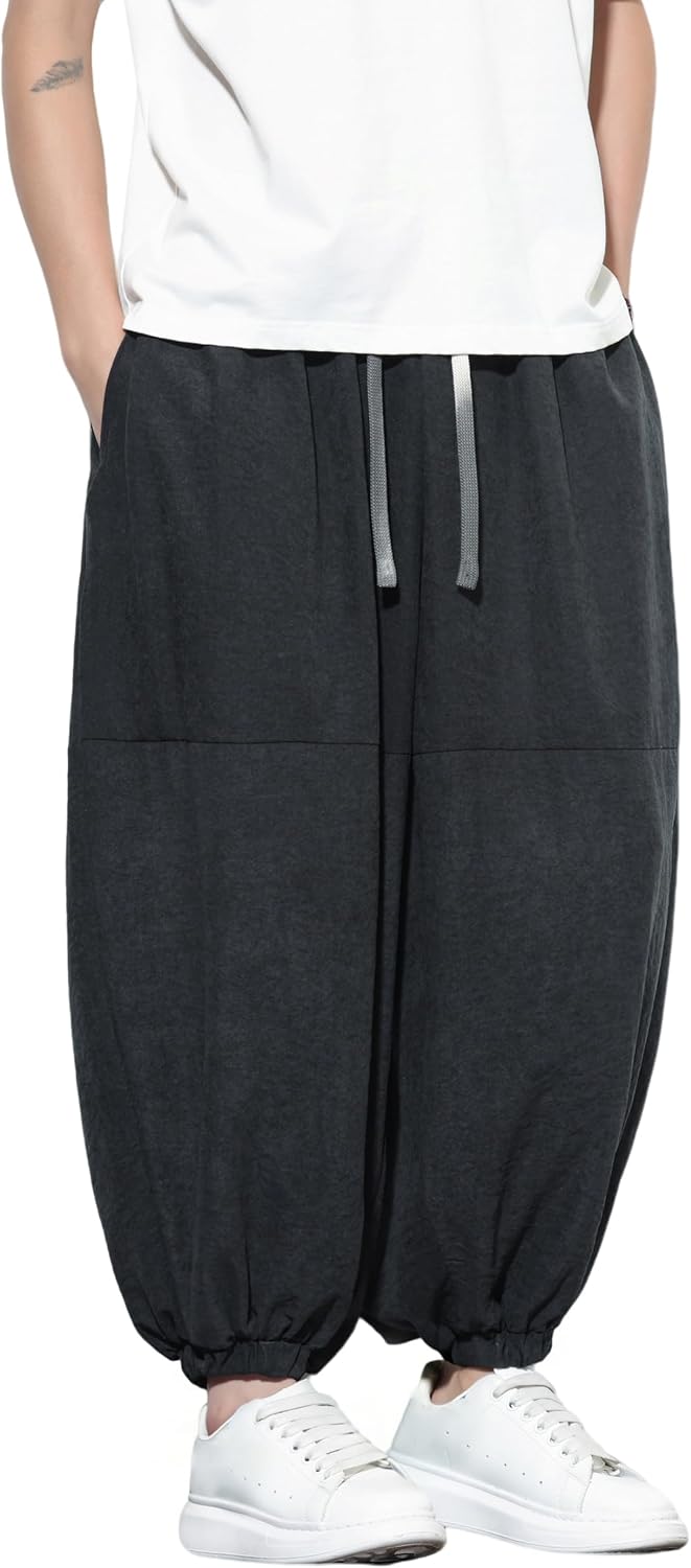 DOSLAVIDA Mens Harem Pants Baggy Sweatpants Drawstring Elastic Waist Lightweight Yoga Joggers Beach Pants