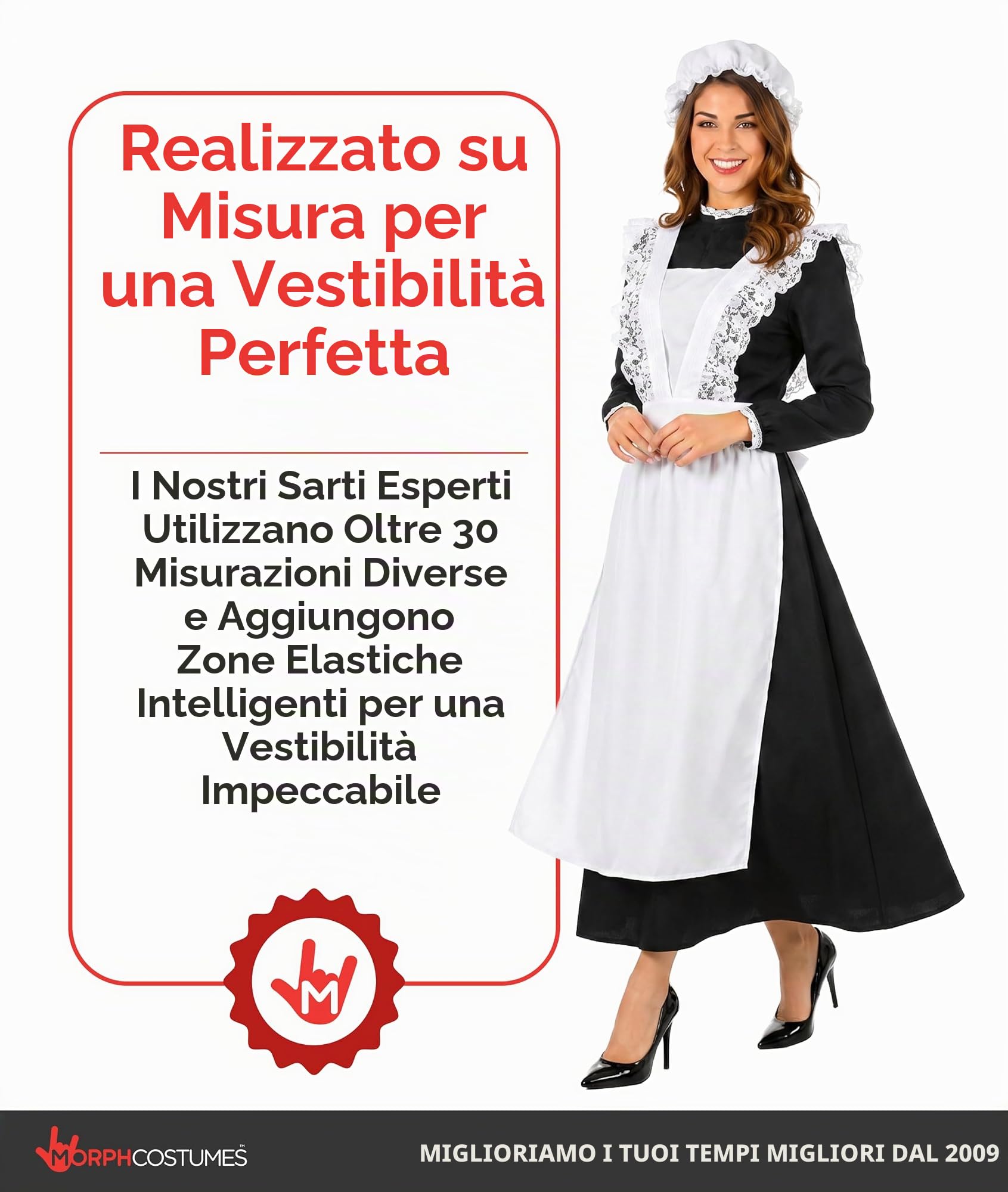Fun Shack Costume Cameriera Vittoriana Donna, Costume Halloween Donna | Abito Lungo Nero, Grembiule in Pizzo & Copricapo, Stile Vittoriano, Perfetto per Halloween, Ideale per Travestirsi