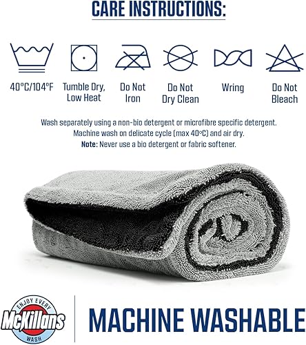 Miniatura 7 de McKillans® Toalla de secado de coche extra grande de doble color XL, sin bordes, ultra suave y absorbente, 36 x 28 pulgadas, toalla de microfibra de
