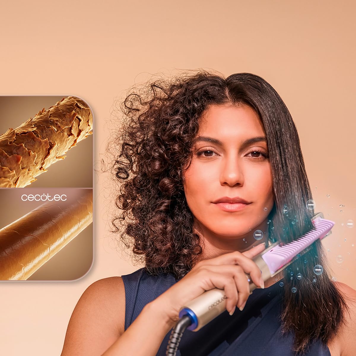 Cecotec Glättbürste InstantCare Lisse iSphere, 140–200 °C | Infrarot- und Ionentechnologie für weniger Frizz, 3 Temperaturstufen, Memory, Tastensperre, LED und Abschaltautomatik